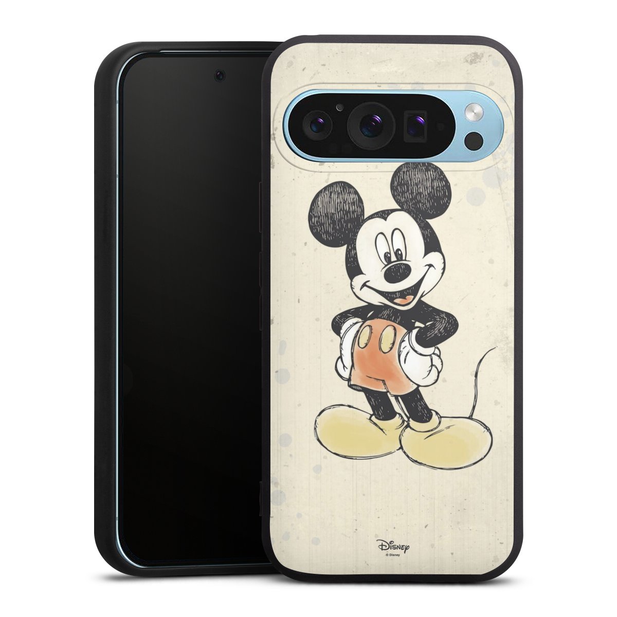 Google Pixel 9 Pro Handy Premium Silikon Hülle Handyhülle schwarz Case Water Colour Mickey & Minnie Mouse Official Licensed Product Silikon Premium Case