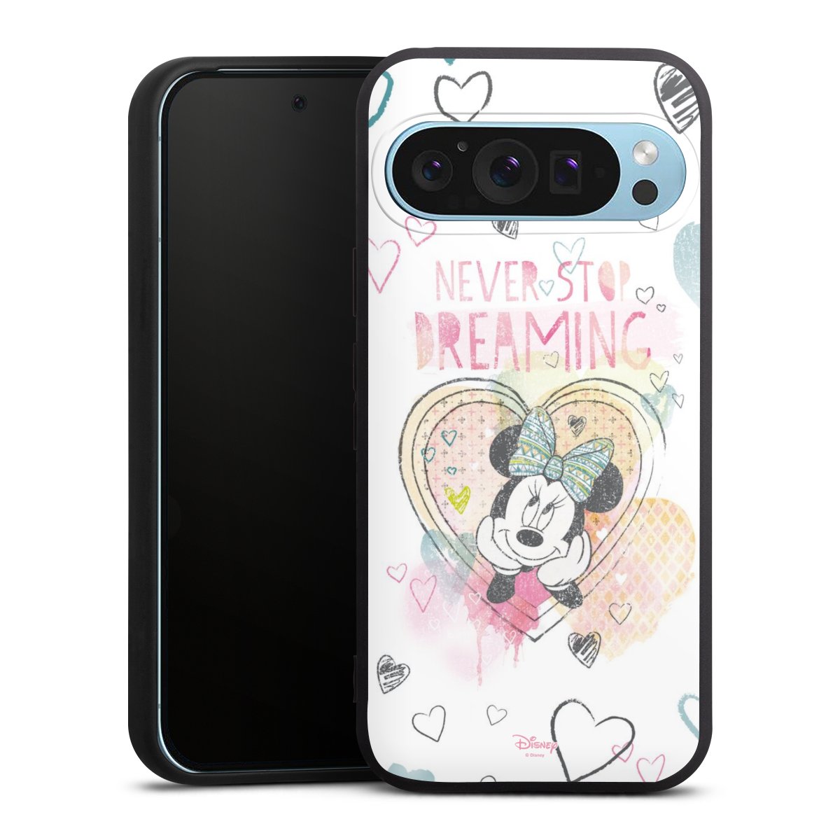 Google Pixel 9 Pro Handy Premium Silikon Hülle Handyhülle schwarz Case Disney Official Licensed Product Minnie Mouse Silikon Premium Case