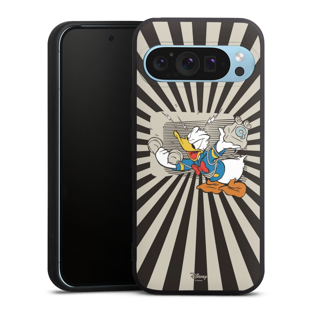 Google Pixel 9 Pro Handy Premium Silikon Hülle Handyhülle schwarz Case Donald Duck Disney Official Licensed Product Silikon Premium Case