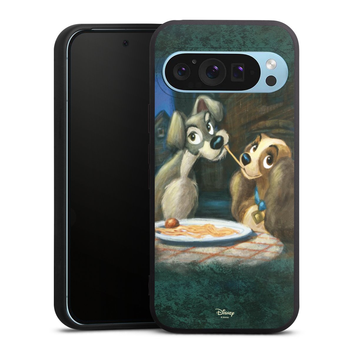 Google Pixel 9 Pro Handy Premium Silikon Hülle Handyhülle schwarz Case Lady And The Tramp Official Licensed Product Disney Silikon Premium Case