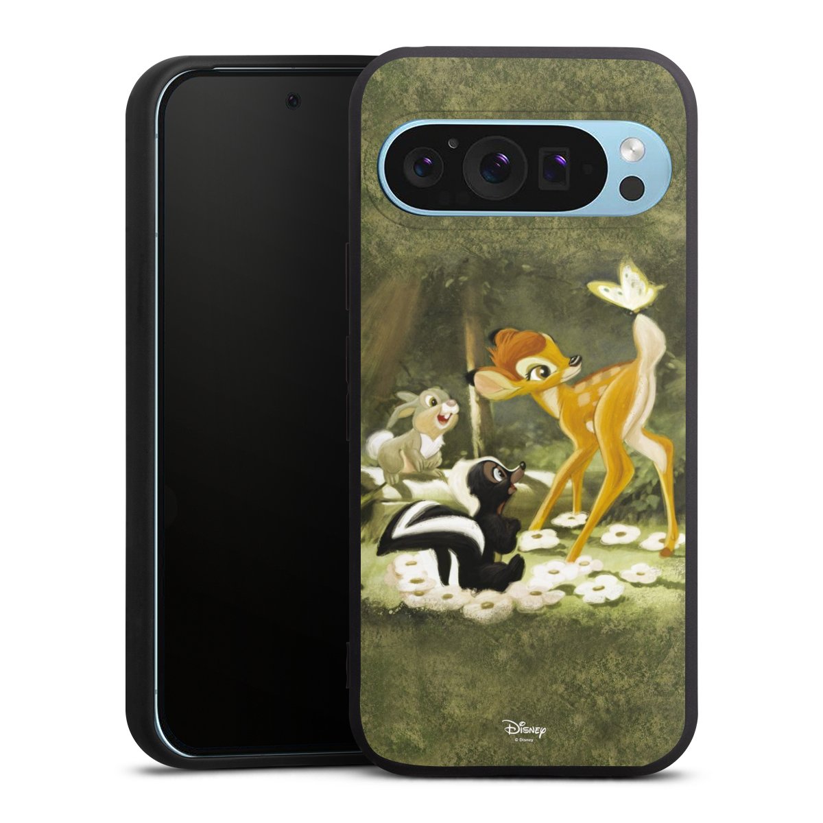 Google Pixel 9 Pro Handy Premium Silikon Hülle Handyhülle schwarz Case Disney Official Licensed Product Bambi Silikon Premium Case