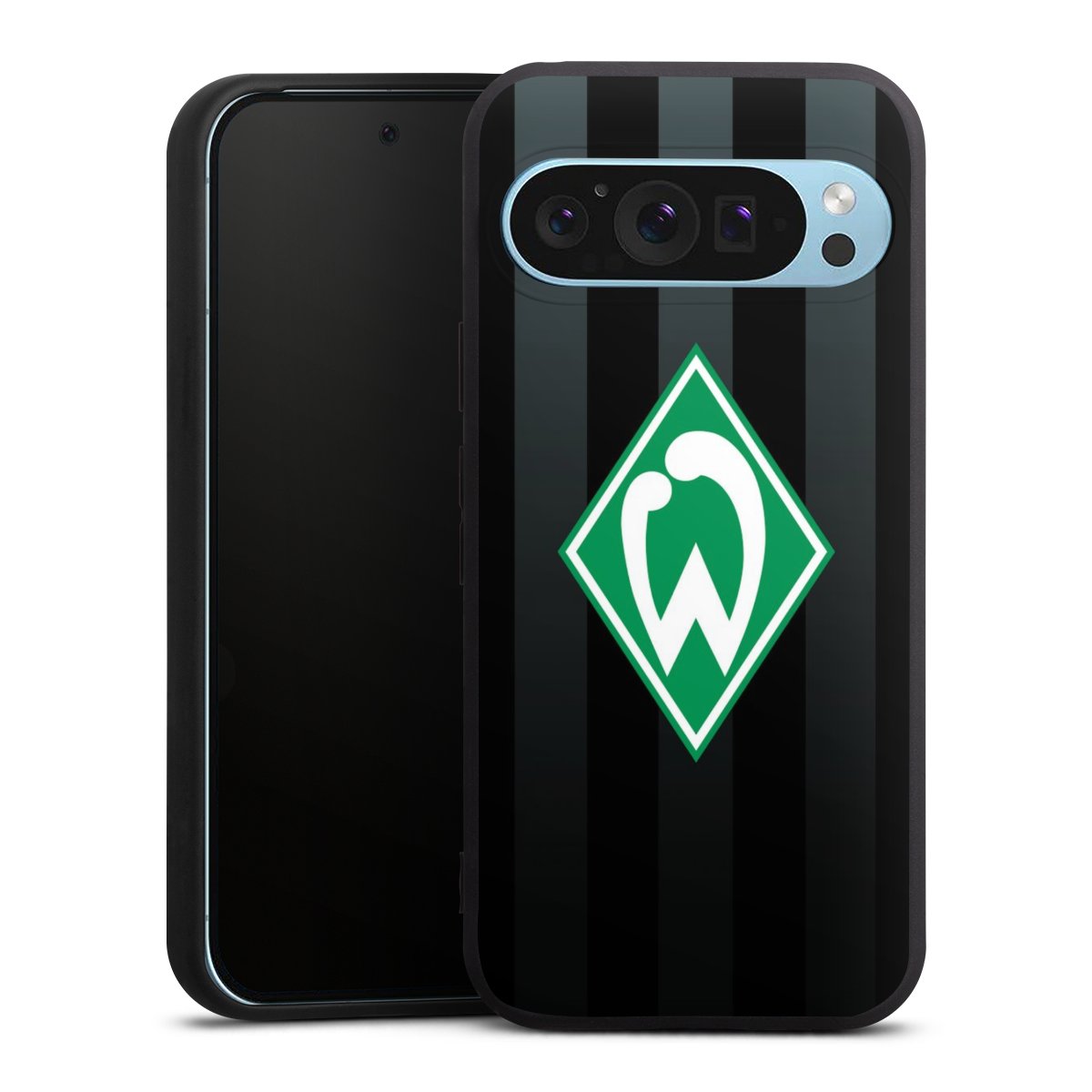 Google Pixel 9 Pro Handy Premium Silikon Hülle Handyhülle schwarz Case Stripes Sv Werder Bremen Official Licensed Product Silikon Premium Case