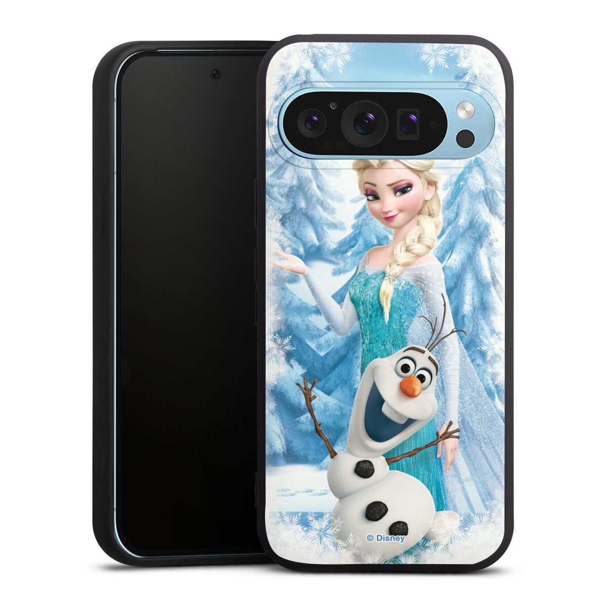 Google Pixel 9 Pro Handy Premium Silikon Hülle Handyhülle schwarz Case Official Licensed Product Frozen Elsa Disney Silikon Premium Case