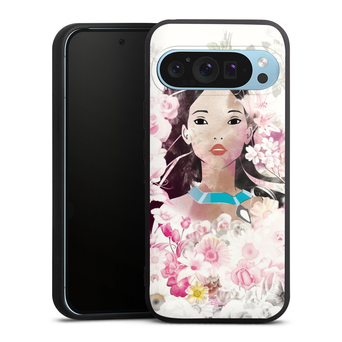 Google Pixel 9 Pro Handy Premium Silikon Hülle Handyhülle schwarz Case Pocahontas Official Licensed Product Disney Silikon Premium Case