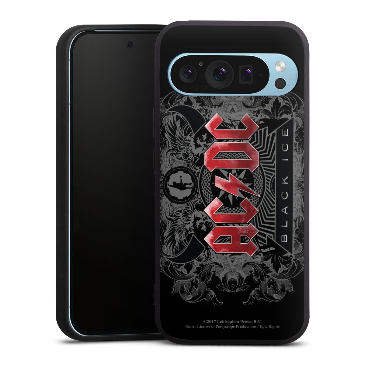 Google Pixel 9 Pro Handy Premium Silikon Hülle Handyhülle schwarz Case Merchandise Black Ice Acdc Silikon Premium Case