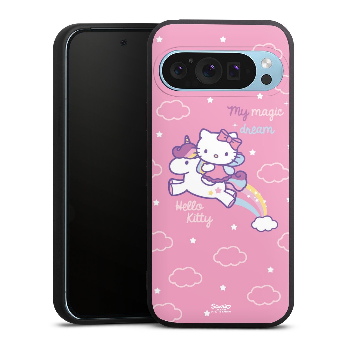 Google Pixel 9 Pro Handy Premium Silikon Hülle Handyhülle schwarz Case Einhorn Official Licensed Product Hello Kitty Silikon Premium Case