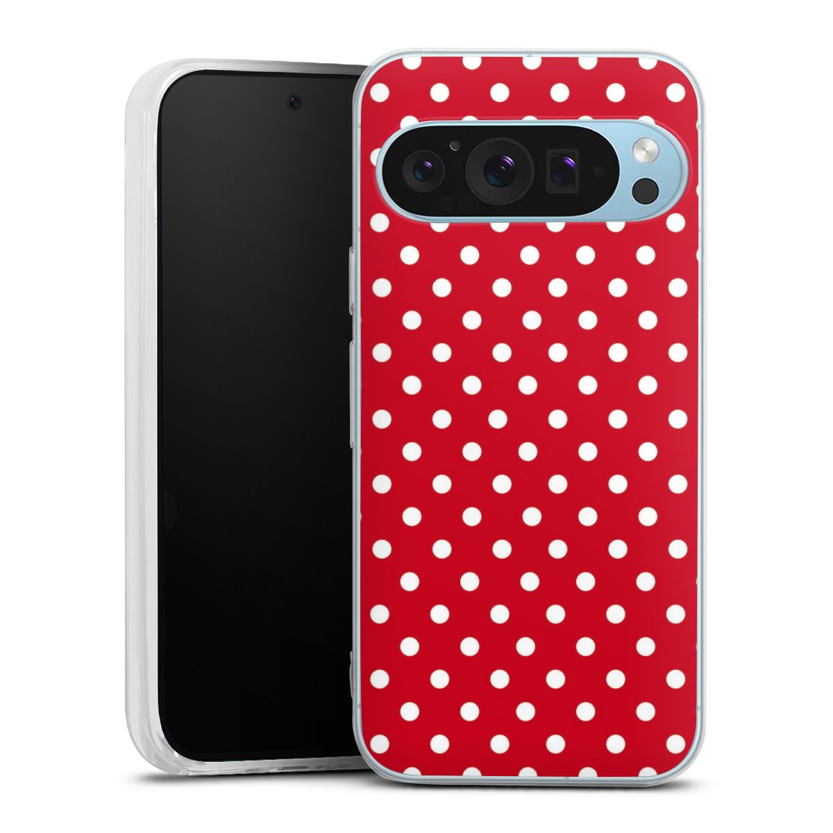 Google Pixel 9 Handy Silikon Hülle Case transparent Handyhülle Points Polka Dots Retro Silikon Case