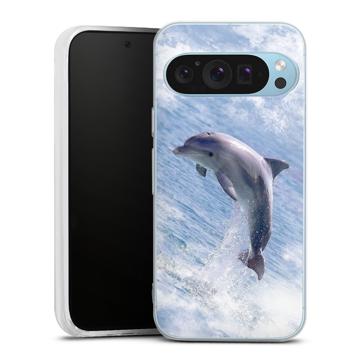 Google Pixel 9 Handy Silikon Hülle Case transparent Handyhülle Dolphin Ocean Wale Silikon Case