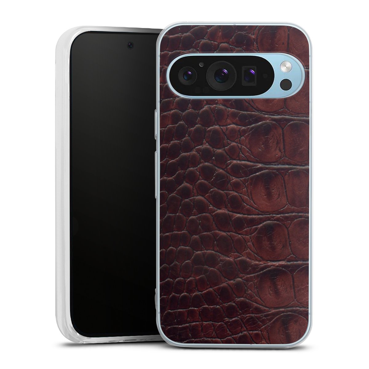 Google Pixel 9 Handy Silikon Hülle Case transparent Handyhülle Crocodile Animal Print Leather Silikon Case