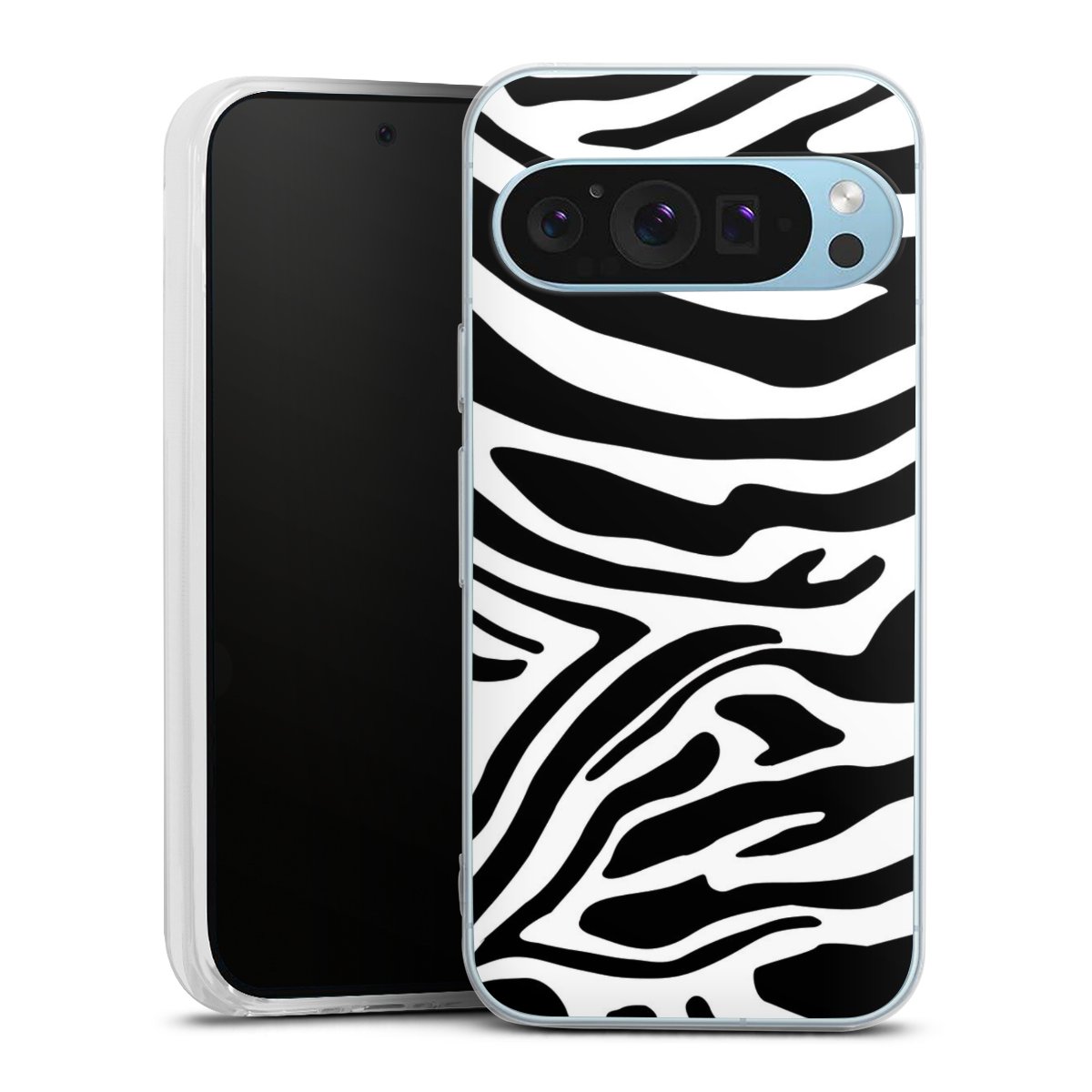 Google Pixel 9 Handy Silikon Hülle Case transparent Handyhülle Zebra Animal Look Animal Print Silikon Case