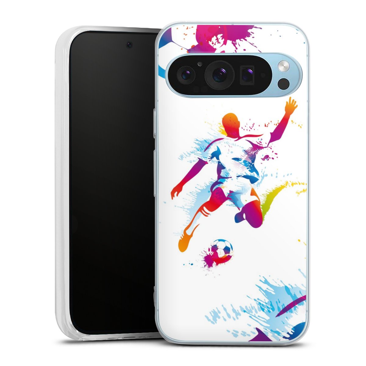 Google Pixel 9 Handy Silikon Hülle Case transparent Handyhülle Sports Soccer Muster Silikon Case