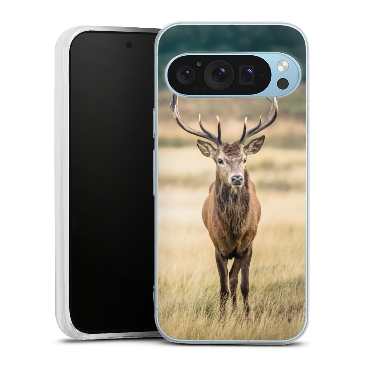 Google Pixel 9 Handy Silikon Hülle Case transparent Handyhülle Deer Meadow Forrest Silikon Case