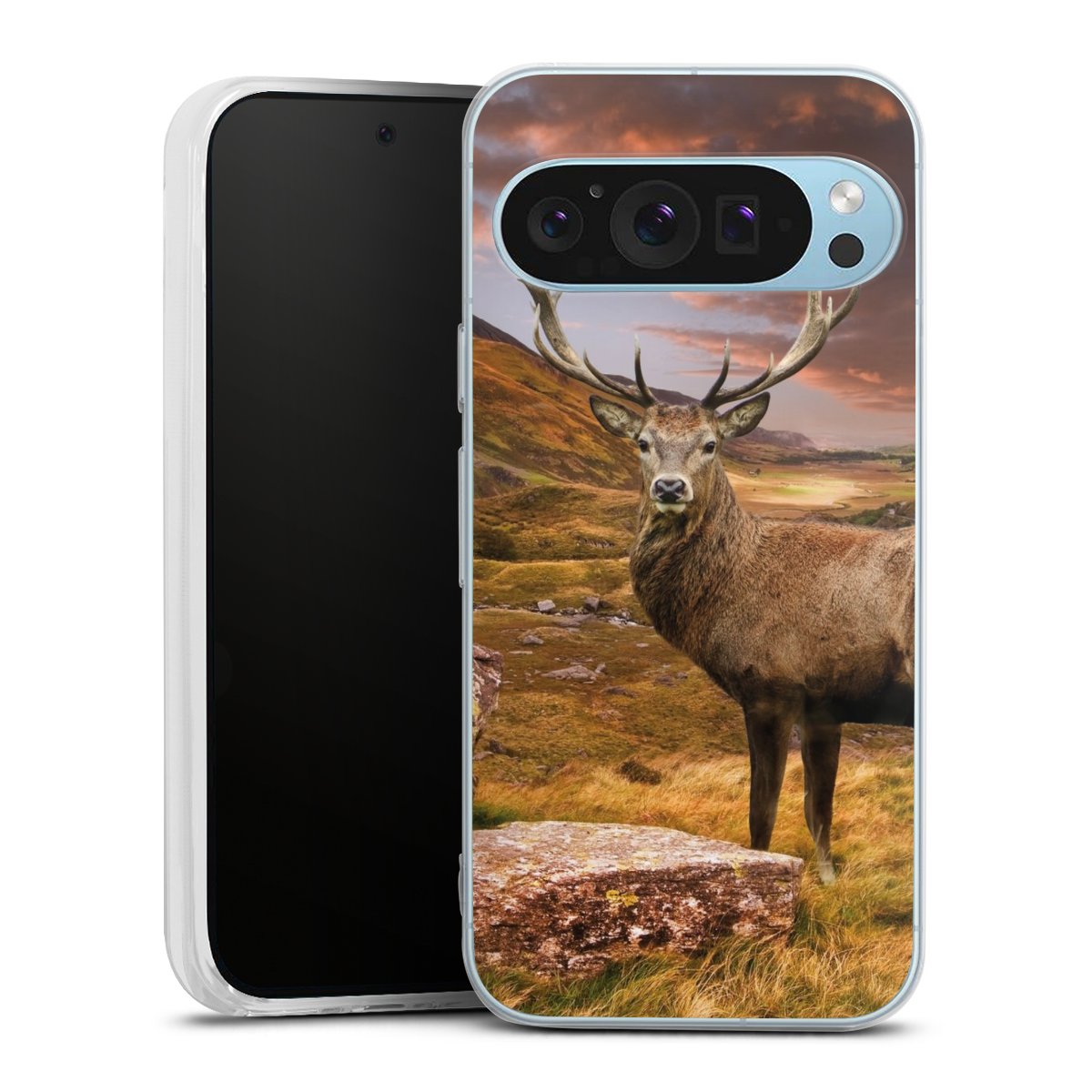 Google Pixel 9 Handy Silikon Hülle Case transparent Handyhülle Meadow Mountain Deer Silikon Case