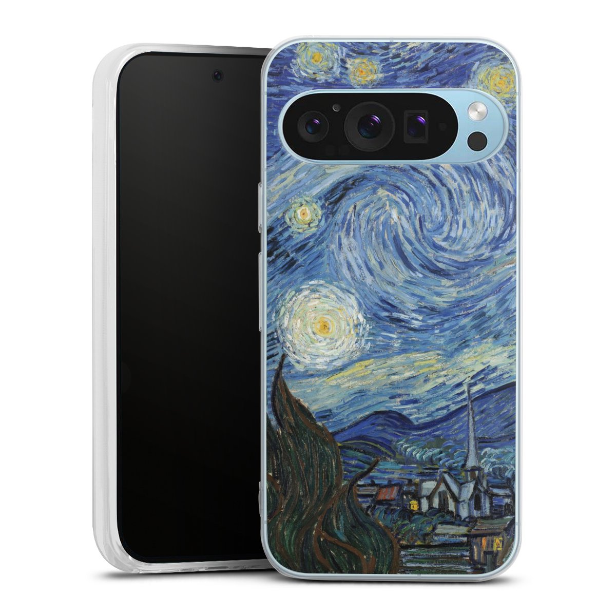 Google Pixel 9 Handy Silikon Hülle Case transparent Handyhülle The Starry Night Kunst Vincent Van Gogh Silikon Case