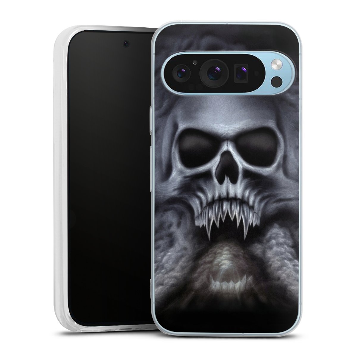 Google Pixel 9 Handy Silikon Hülle Case transparent Handyhülle Totenkopf Skull Silikon Case