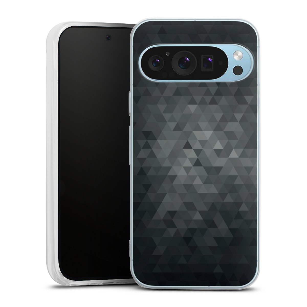 Google Pixel 9 Handy Silikon Hülle Case transparent Handyhülle Black Triangle Muster Silikon Case