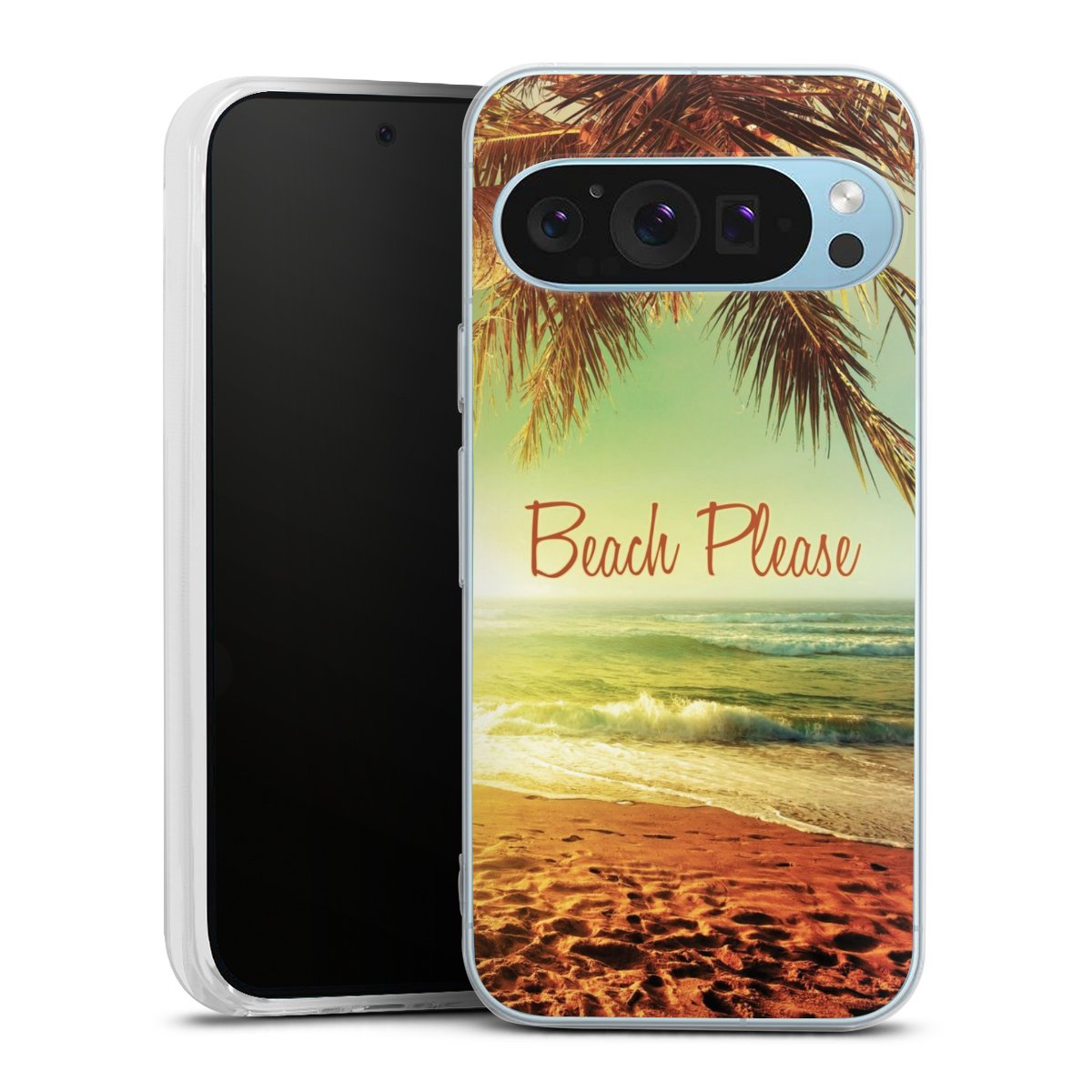 Google Pixel 9 Handy Silikon Hülle Case transparent Handyhülle Beach Urlaub Palm Tree Silikon Case