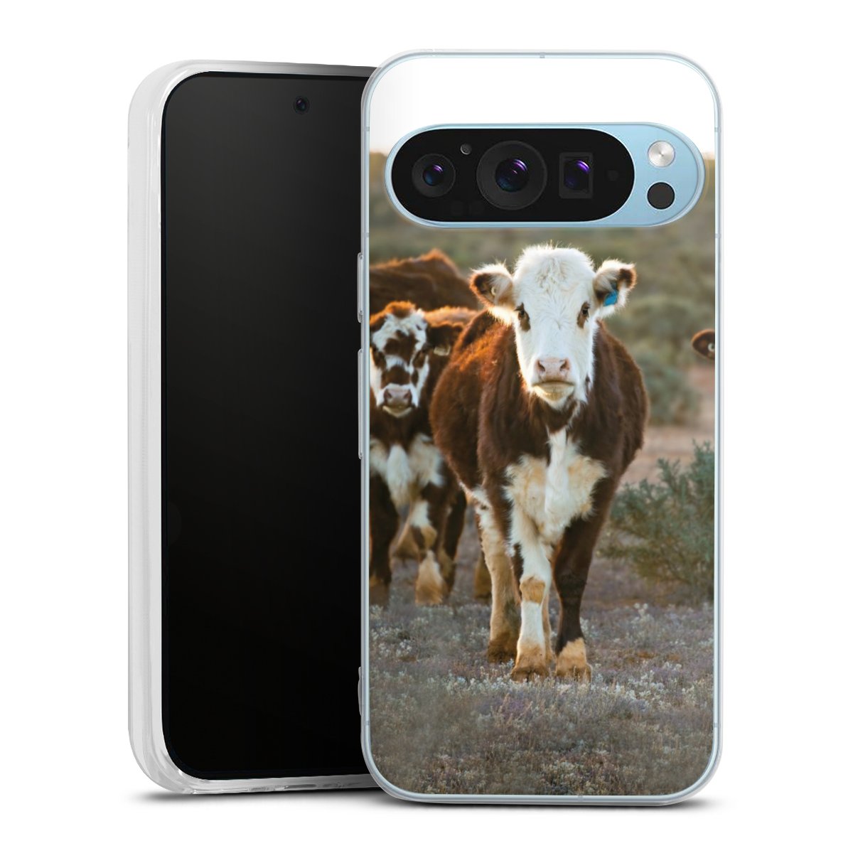 Google Pixel 9 Handy Silikon Hülle Case transparent Handyhülle Cow Farmer Calf Silikon Case