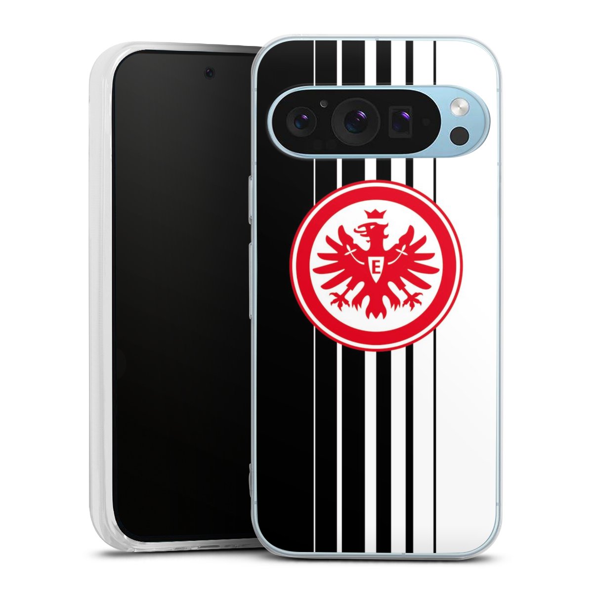 Google Pixel 9 Handy Silikon Hülle Case transparent Handyhülle Stripes Eintracht Frankfurt Official Licensed Product Silikon Case