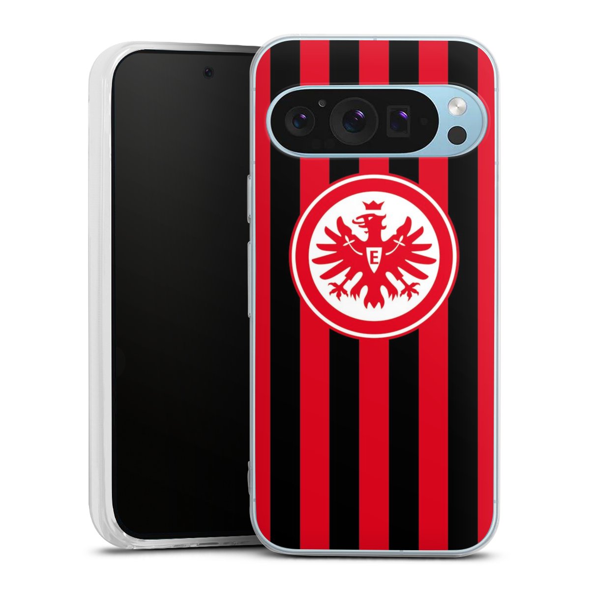 Google Pixel 9 Handy Silikon Hülle Case transparent Handyhülle Stripes Sge Eintracht Frankfurt Silikon Case