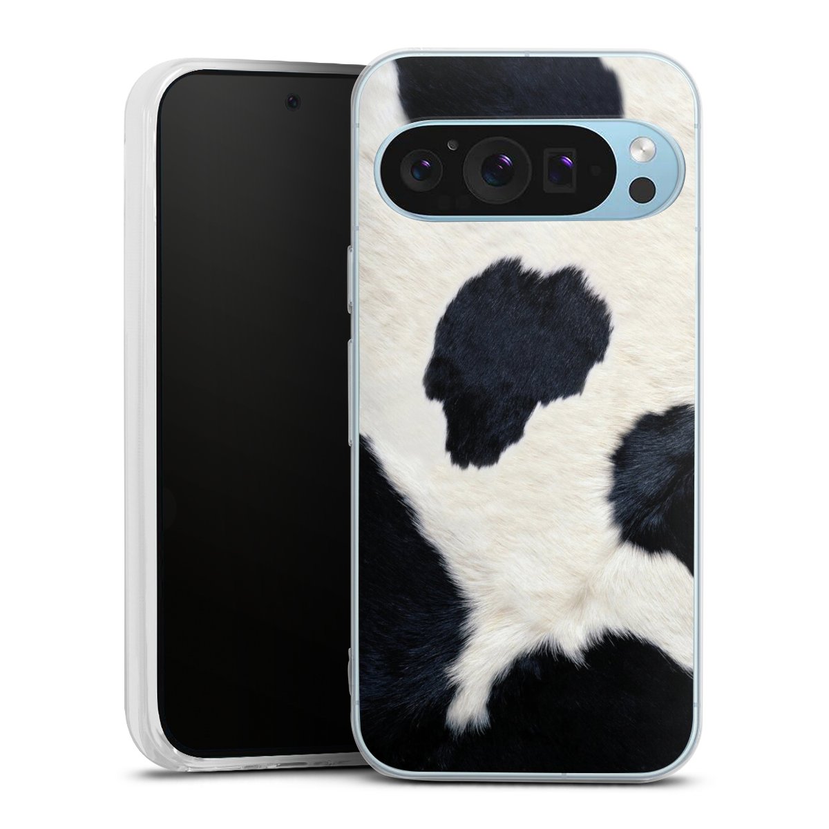 Google Pixel 9 Handy Silikon Hülle Case transparent Handyhülle Animal Look Animal Print Cow Skin Silikon Case