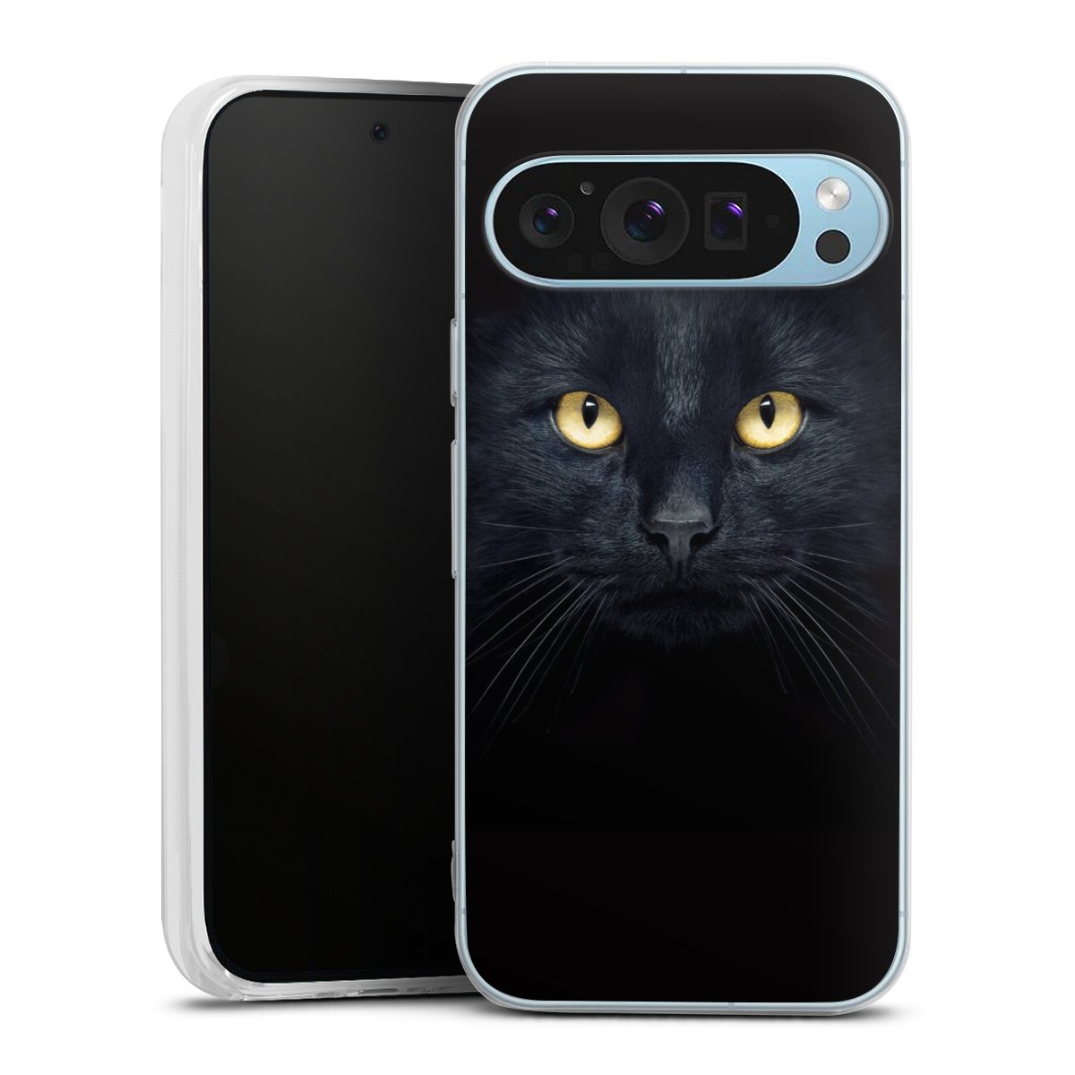 Google Pixel 9 Handy Silikon Hülle Case transparent Handyhülle Eye Cat Black Silikon Case