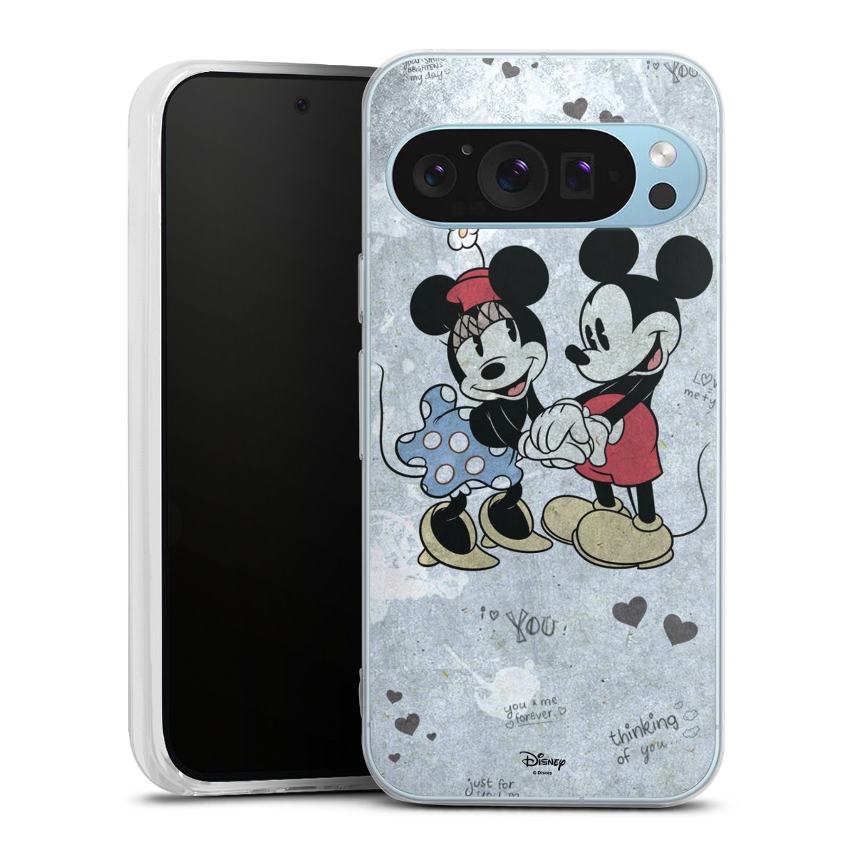 Google Pixel 9 Handy Silikon Hülle Case transparent Handyhülle Mickey & Minnie Mouse Vintage Disney Silikon Case