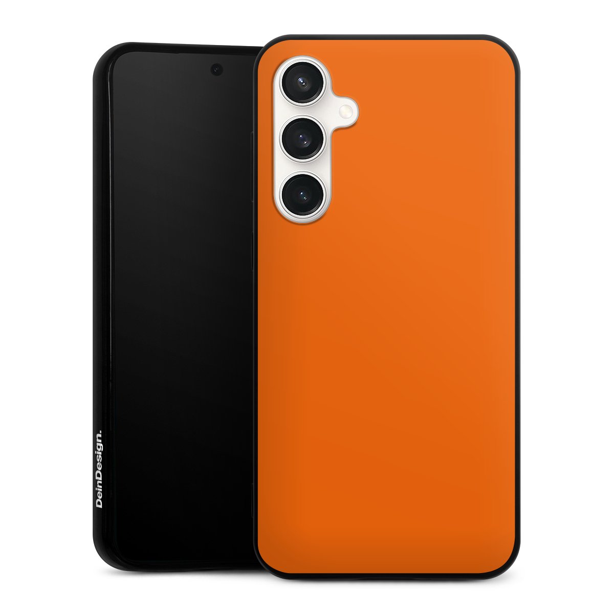 Galaxy S23 FE Handy Silikon Hülle Case schwarz Handyhülle Orange Colour Unicoloured