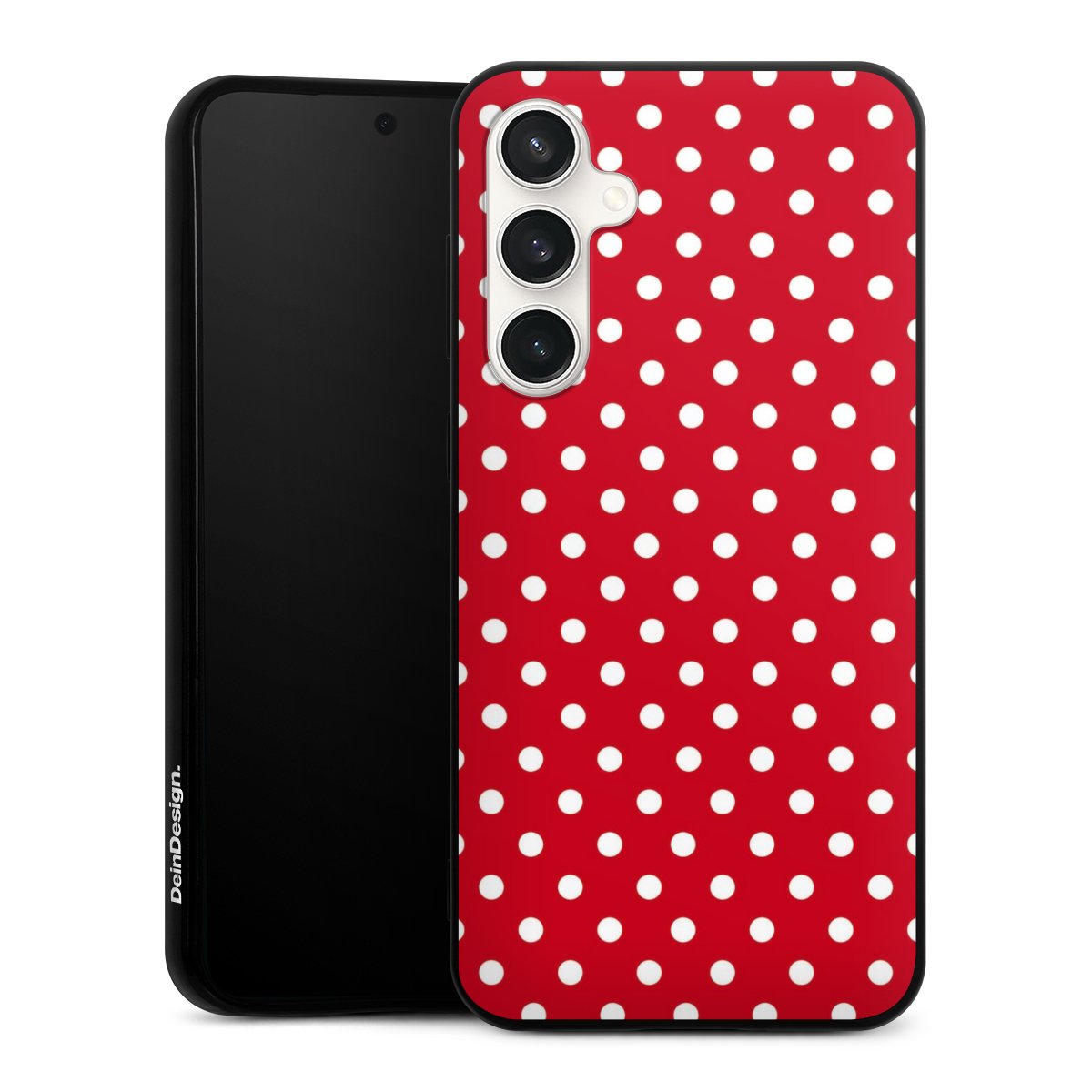 Galaxy S23 FE Handy Silikon Hülle Case schwarz Handyhülle Points Polka Dots Retro