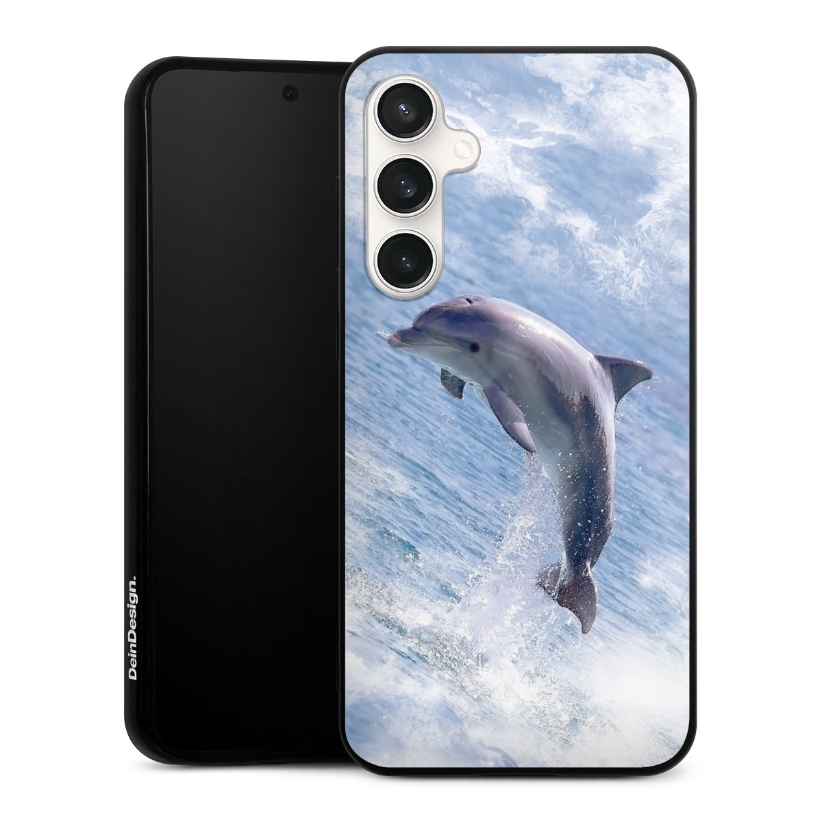 Galaxy S23 FE Handy Silikon Hülle Case schwarz Handyhülle Dolphin Ocean Wale