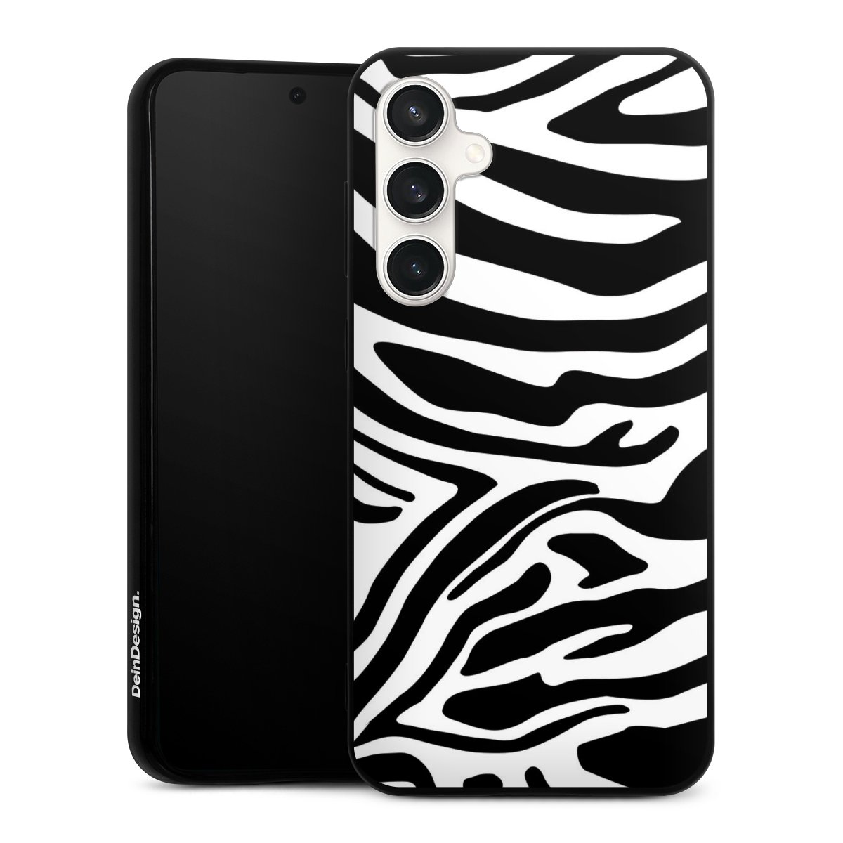 Galaxy S23 FE Handy Silikon Hülle Case schwarz Handyhülle Zebra Animal Look Animal Print