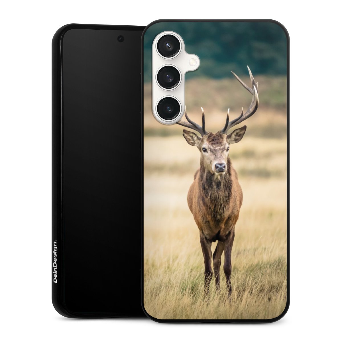 Galaxy S23 FE Handy Silikon Hülle Case schwarz Handyhülle Deer Meadow Forrest