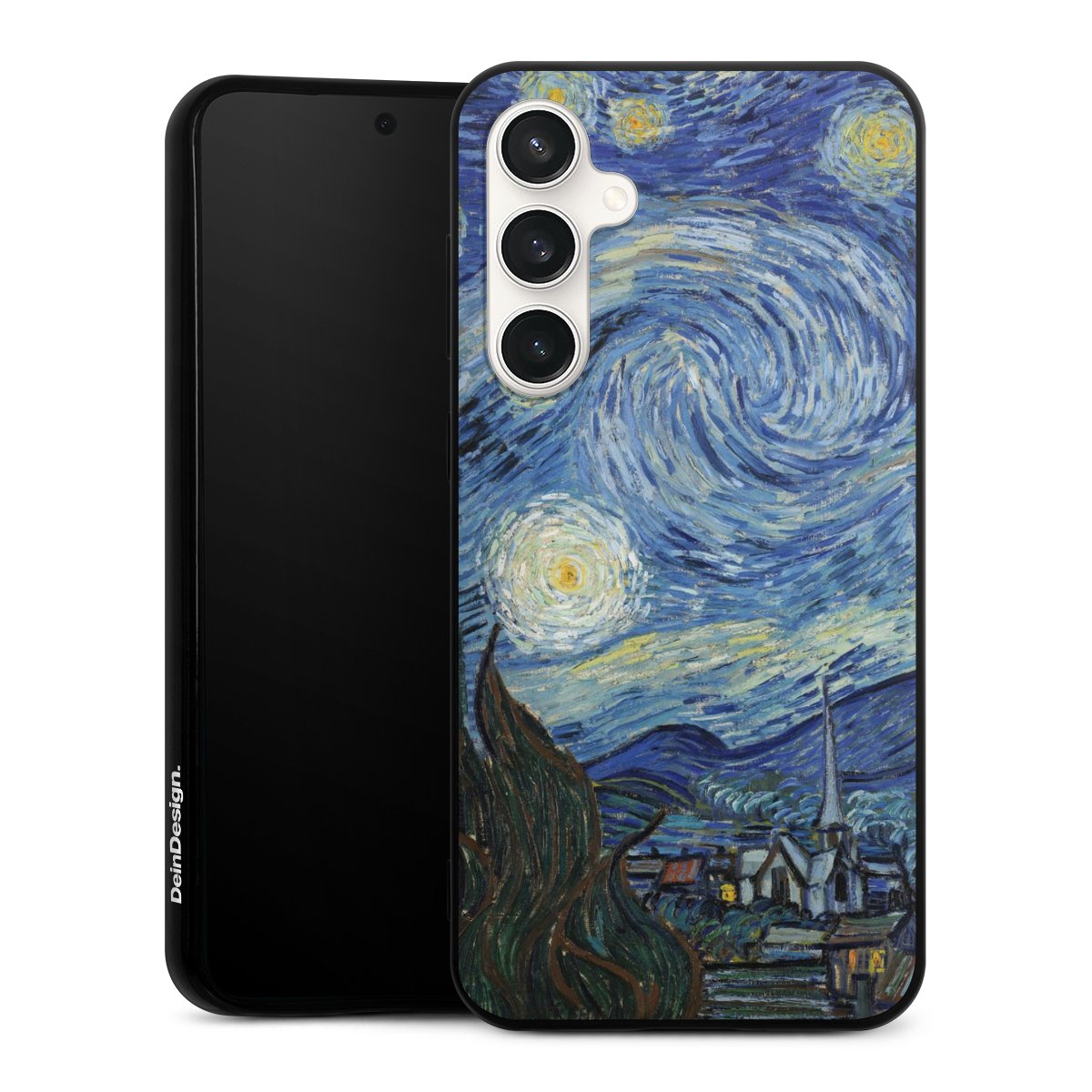 Galaxy S23 FE Handy Silikon Hülle Case schwarz Handyhülle The Starry Night Kunst Vincent Van Gogh