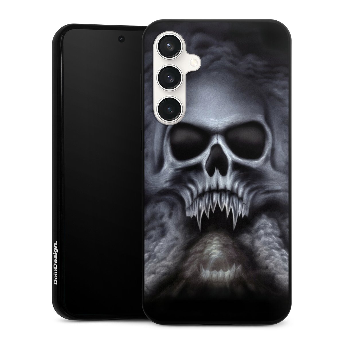 Galaxy S23 FE Handy Silikon Hülle Case schwarz Handyhülle Totenkopf Skull