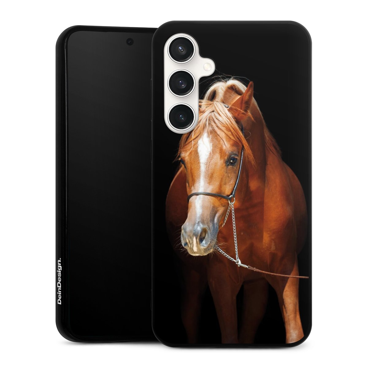 Galaxy S23 FE Handy Silikon Hülle Case schwarz Handyhülle Mare Horse Hobby