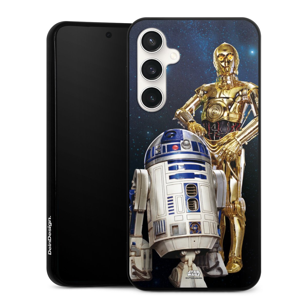 Galaxy S23 FE Handy Silikon Hülle Case schwarz Handyhülle Weltall Star Wars R2d2