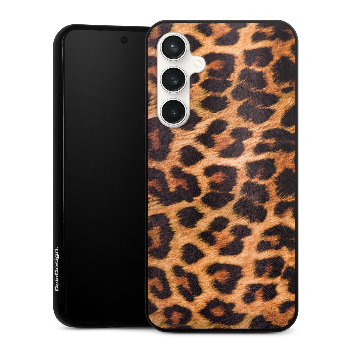 Galaxy S23 FE Handy Silikon Hülle Case schwarz Handyhülle Animal Print Leopard Fur