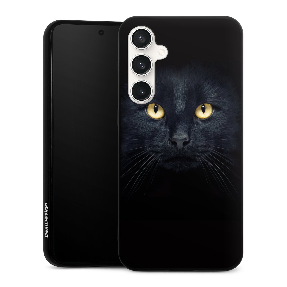 Galaxy S23 FE Handy Silikon Hülle Case schwarz Handyhülle Eye Cat Black