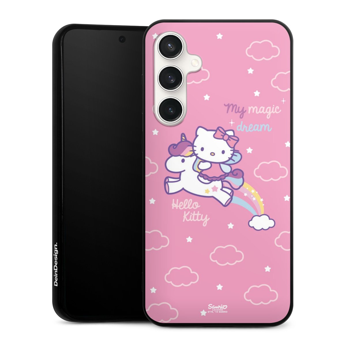 Galaxy S23 FE Handy Silikon Hülle Case schwarz Handyhülle Einhorn Official Licensed Product Hello Kitty