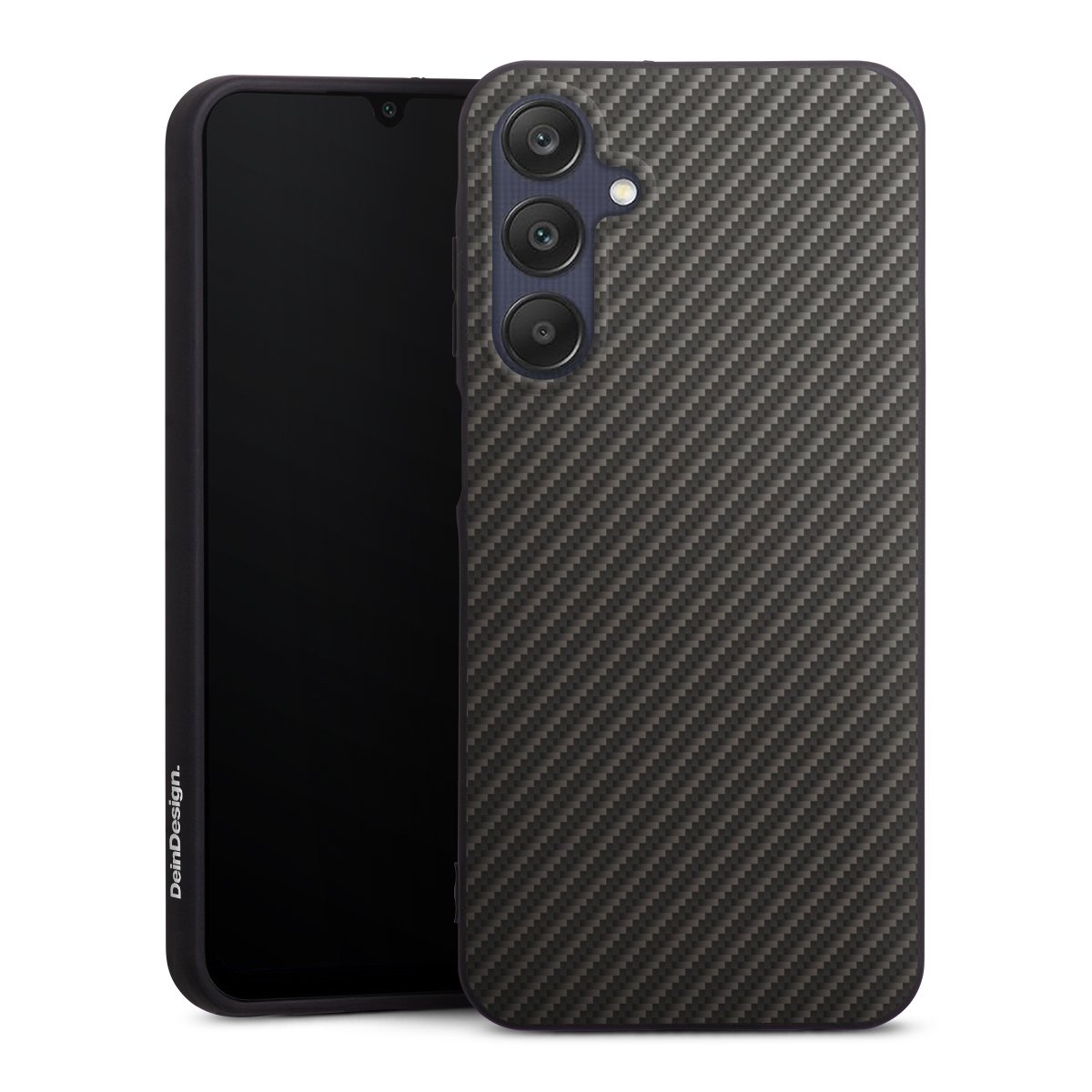 Galaxy A25 5G Handy Premium Silikon Hülle Handyhülle schwarz Case Metallic Look Carbon Muster Silikon Premium Case