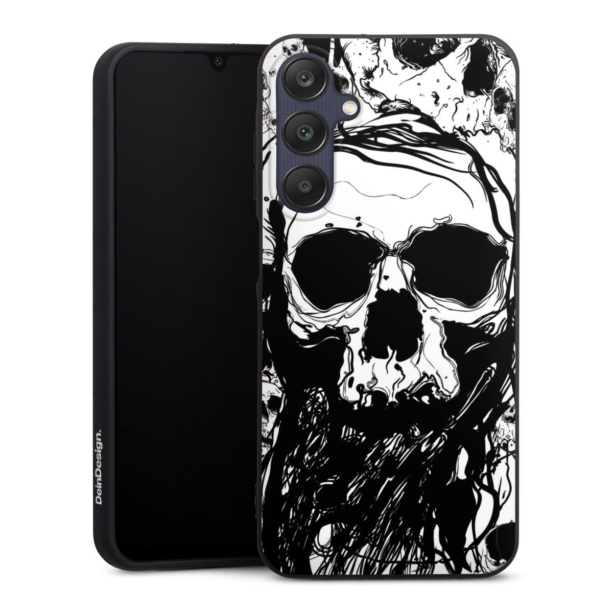 Galaxy A25 5G Handy Premium Silikon Hülle Handyhülle schwarz Case Totenkopf Halloween Silikon Premium Case