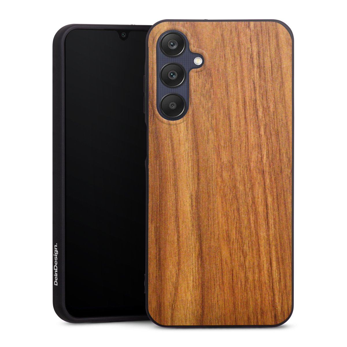 Galaxy A25 5G Handy Premium Silikon Hülle Handyhülle schwarz Case Wood Larch Wooden Look Silikon Premium Case