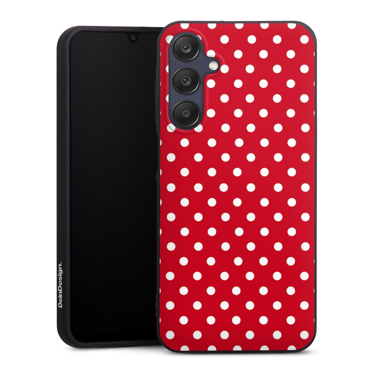 Galaxy A25 5G Handy Premium Silikon Hülle Handyhülle schwarz Case Points Polka Dots Retro Silikon Premium Case