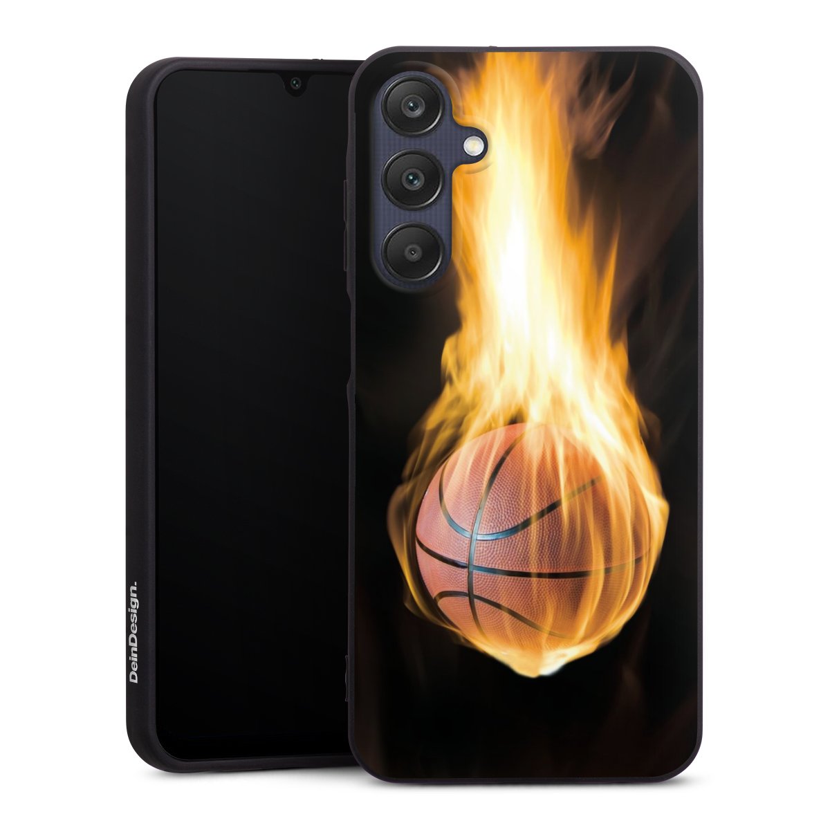 Galaxy A25 5G Handy Premium Silikon Hülle Handyhülle schwarz Case Basketball Sports Fire Silikon Premium Case