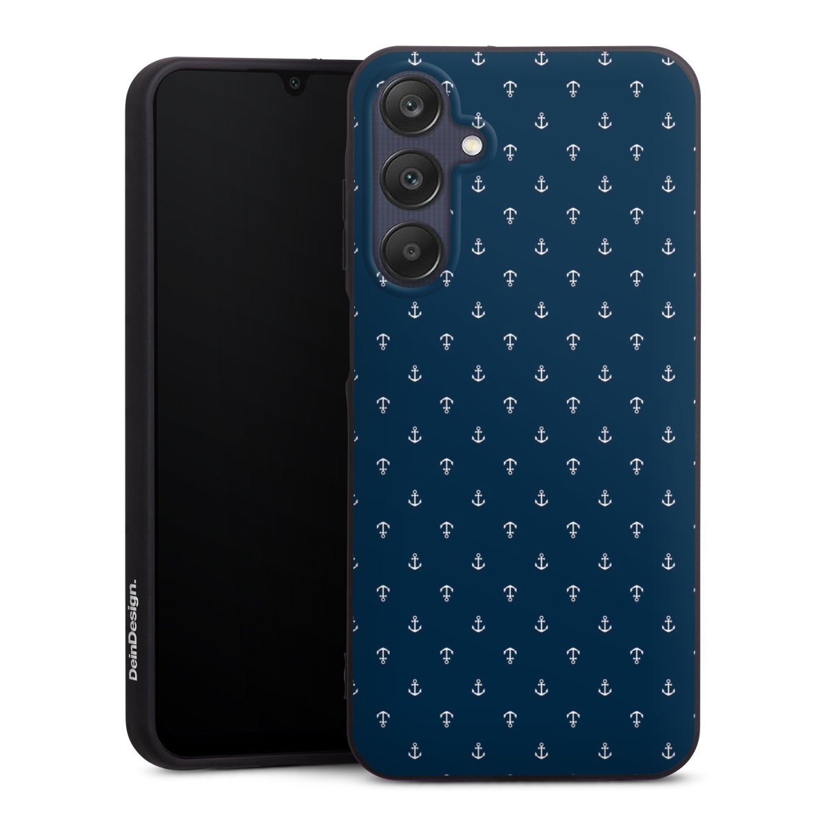 Galaxy A25 5G Handy Premium Silikon Hülle Handyhülle schwarz Case Muster Anchor Sail Silikon Premium Case