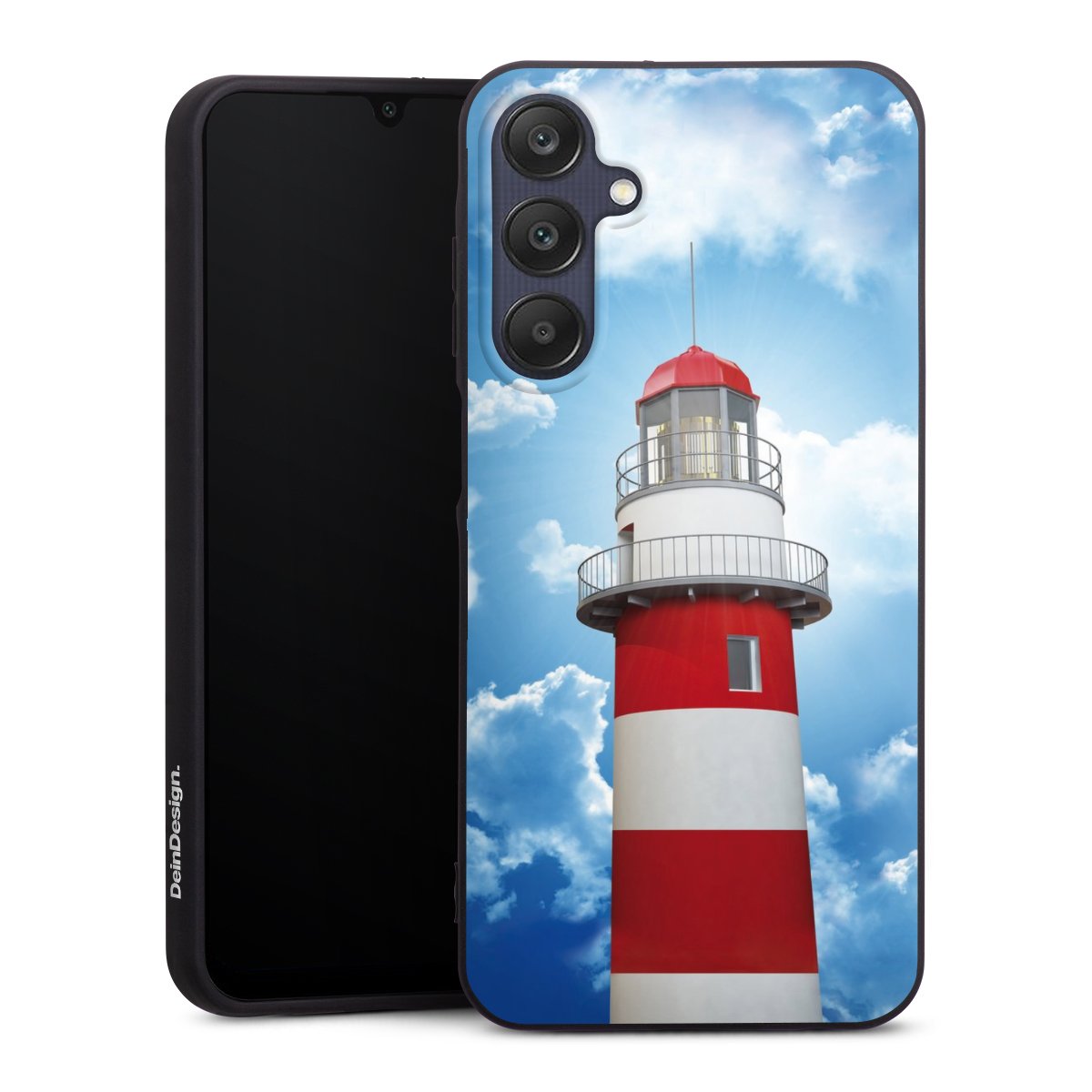 Galaxy A25 5G Handy Premium Silikon Hülle Handyhülle schwarz Case Lighthouse Sky Cloud Silikon Premium Case