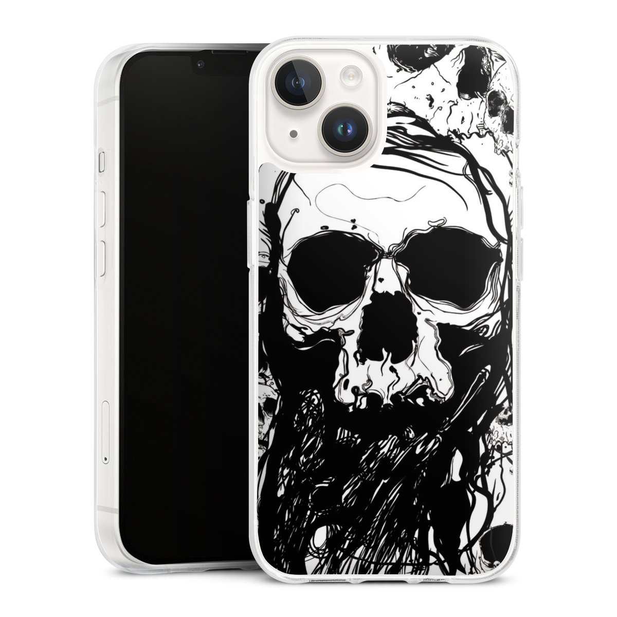 iPhone 14 Handy Silikon Hülle Case transparent Handyhülle Totenkopf Halloween Silikon Case