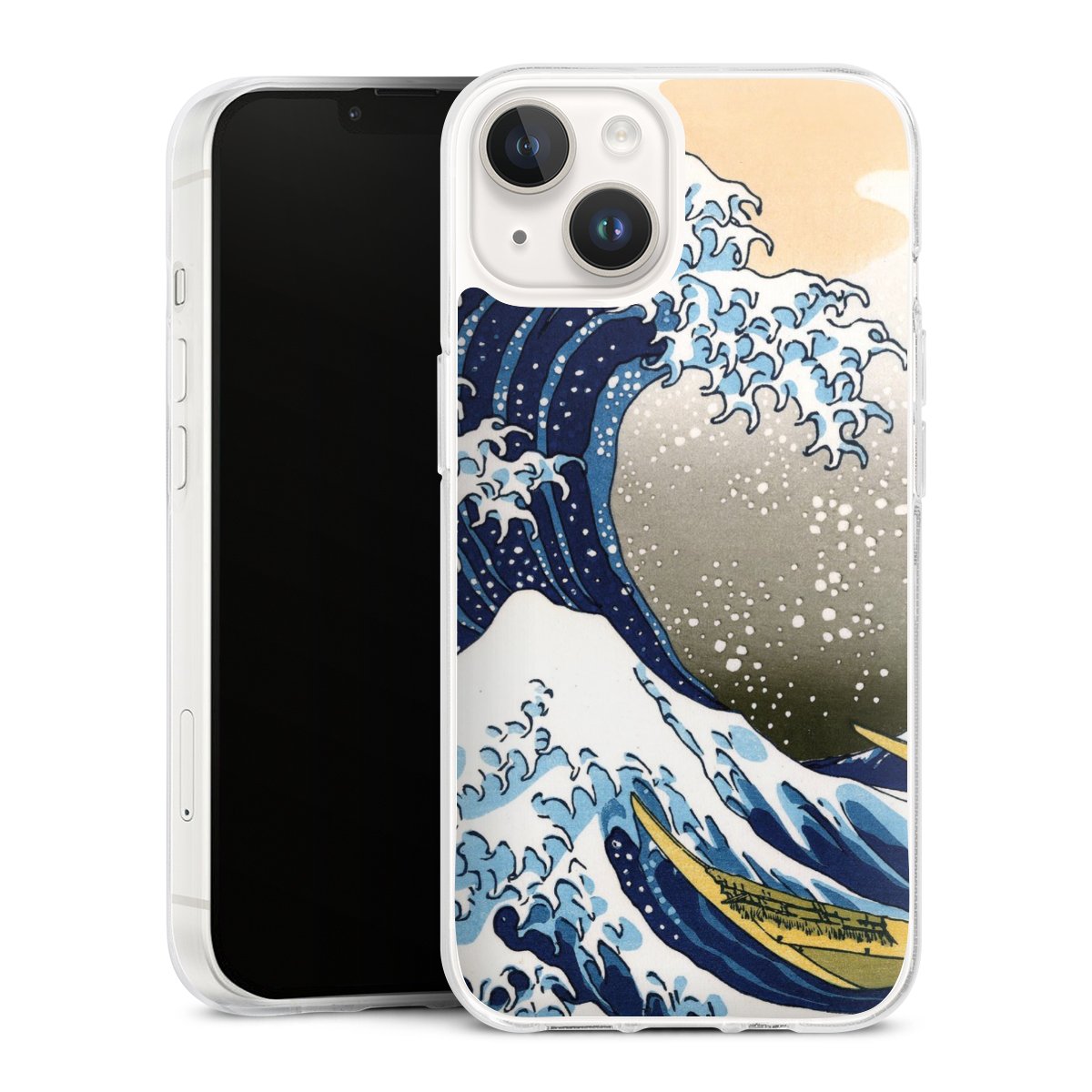 iPhone 14 Handy Silikon Hülle Case transparent Handyhülle Kunst Katsushika Hokusai Die Große Welle Vor Kanagawa Silikon Case