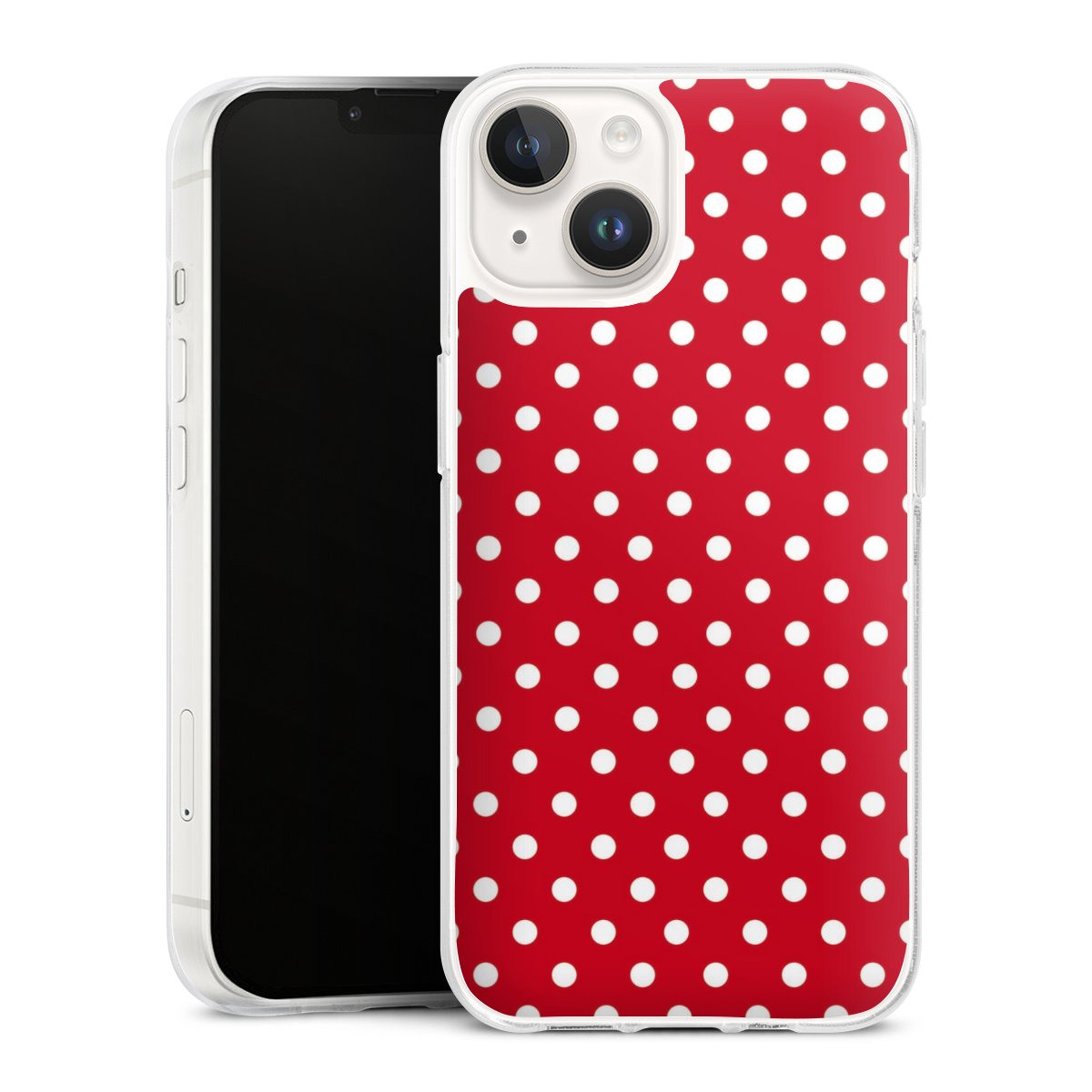 iPhone 14 Handy Silikon Hülle Case transparent Handyhülle Points Polka Dots Retro Silikon Case