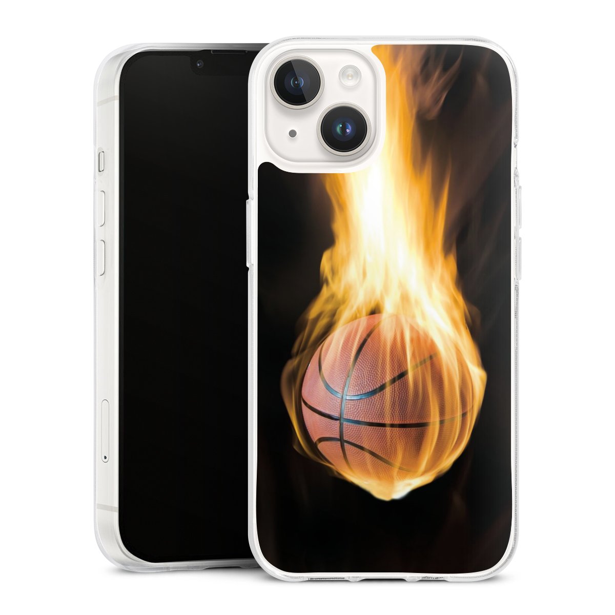 iPhone 14 Handy Silikon Hülle Case transparent Handyhülle Basketball Sports Fire Silikon Case